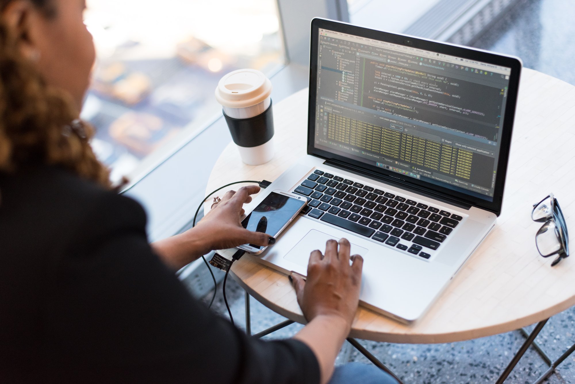 Woman working on laptop